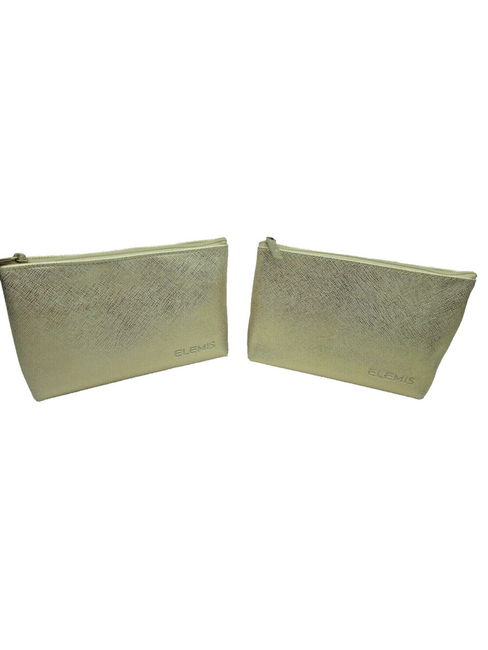 2x Elemis Small Metallic Gold Toiletry Makeup Cosmetics Travel Bag Pouch